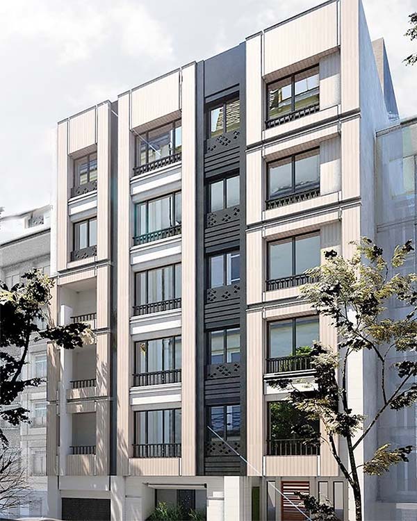 نمای ساختمان 5 طبقه