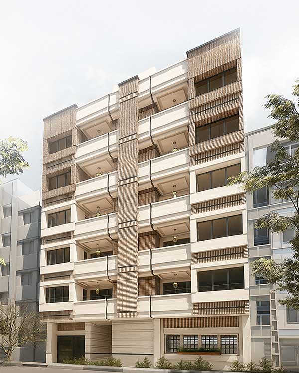 نمای ساختمان 5 طبقه