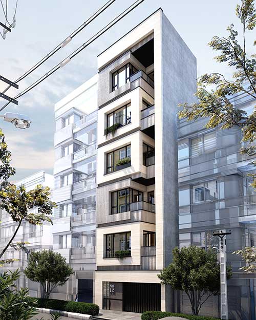 نمای ساختمان 5 طبقه