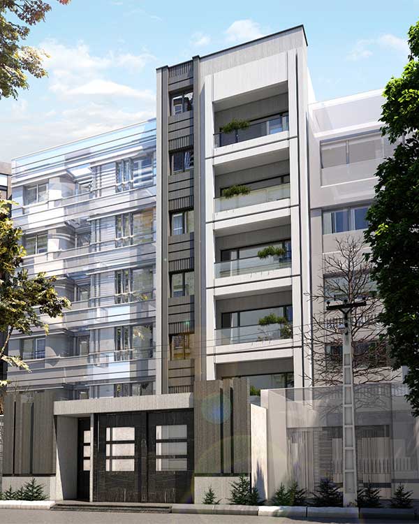 نمای ساختمان 5 طبقه