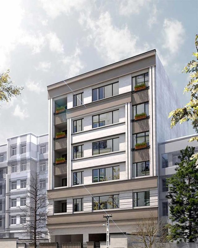 نمای ساختمان 5 طبقه