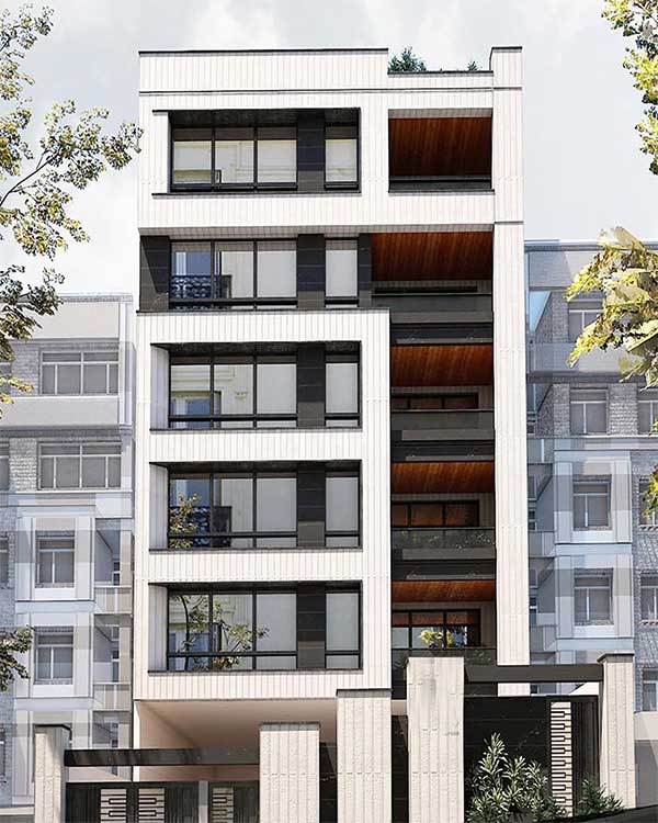 نمای ساختمان 5 طبقه